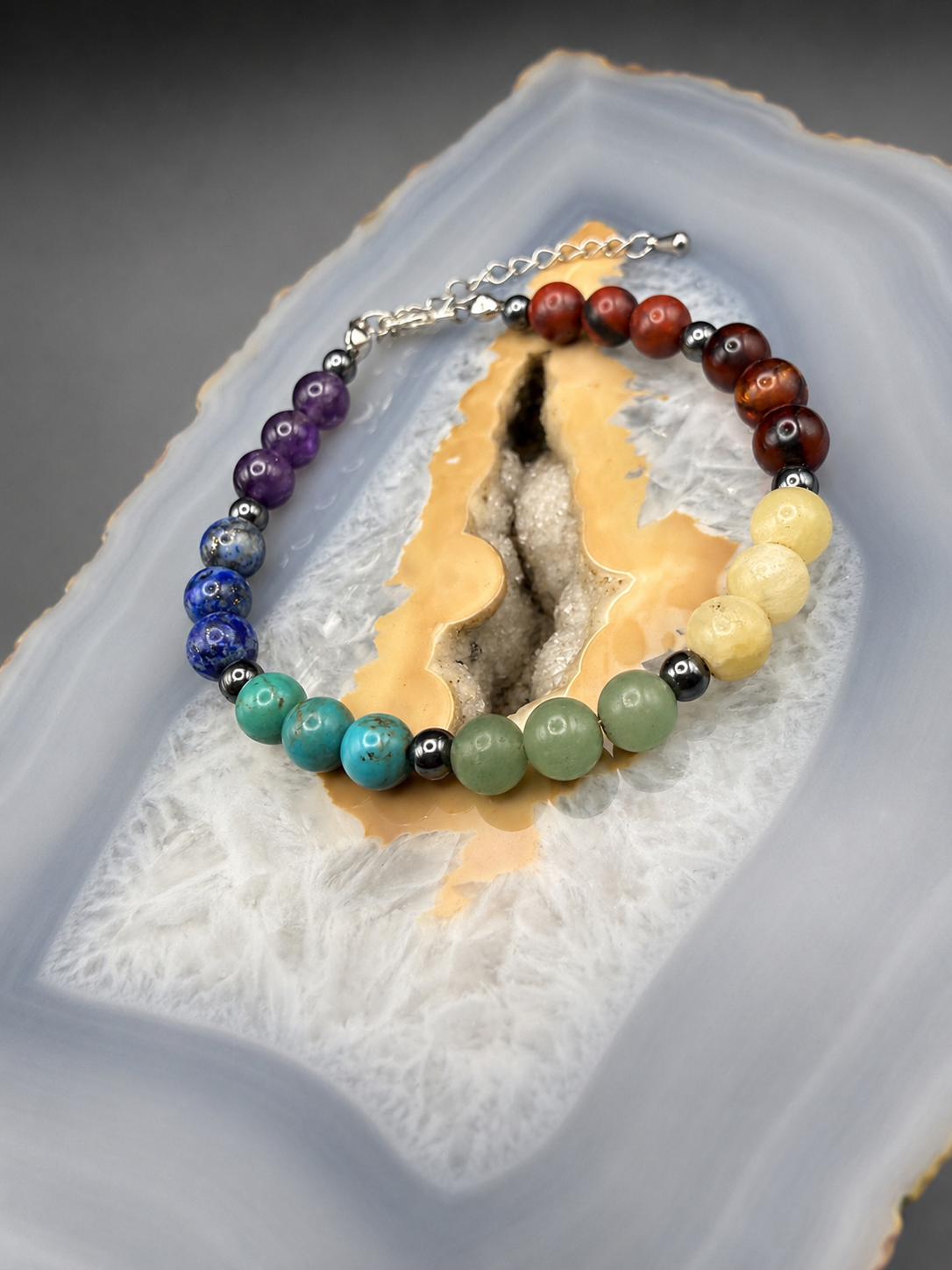 Bracelet 7 Chakras Maison Valorya en pierres naturels.
